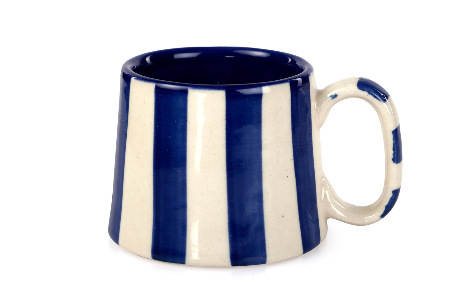 Ceramic Stripe Coffee cup navy blue & white