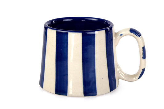 Ceramic Stripe Coffee cup navy blue & white