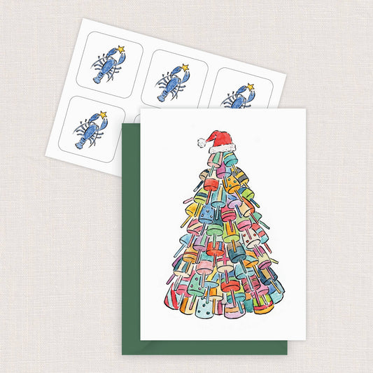 Lobster Buoy Tree Mini Note Cards, Set of 6 | 2.5 x 3.5"