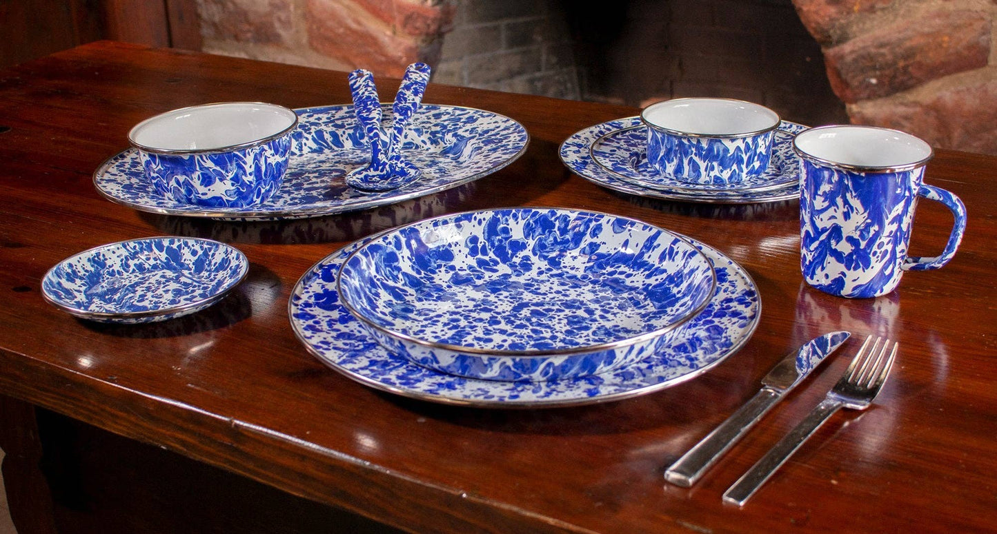 Enamelware Set of 2 Square Plates - Cobalt