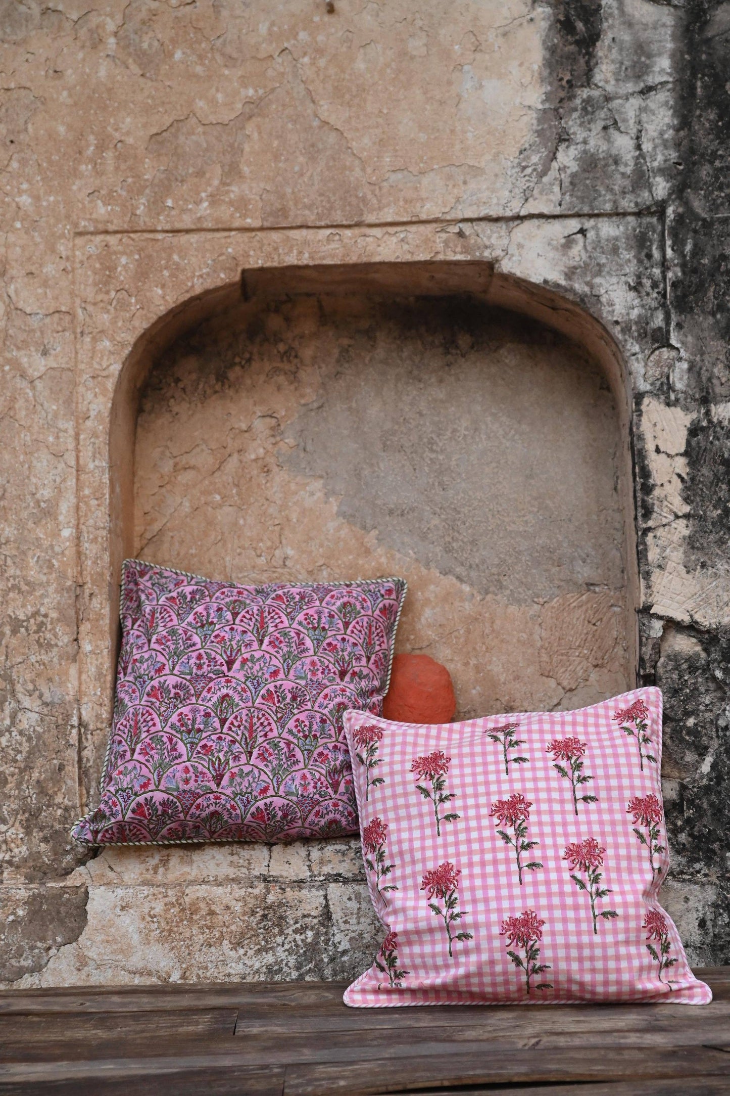 Pink Arch Blockprint Pillow 20x20