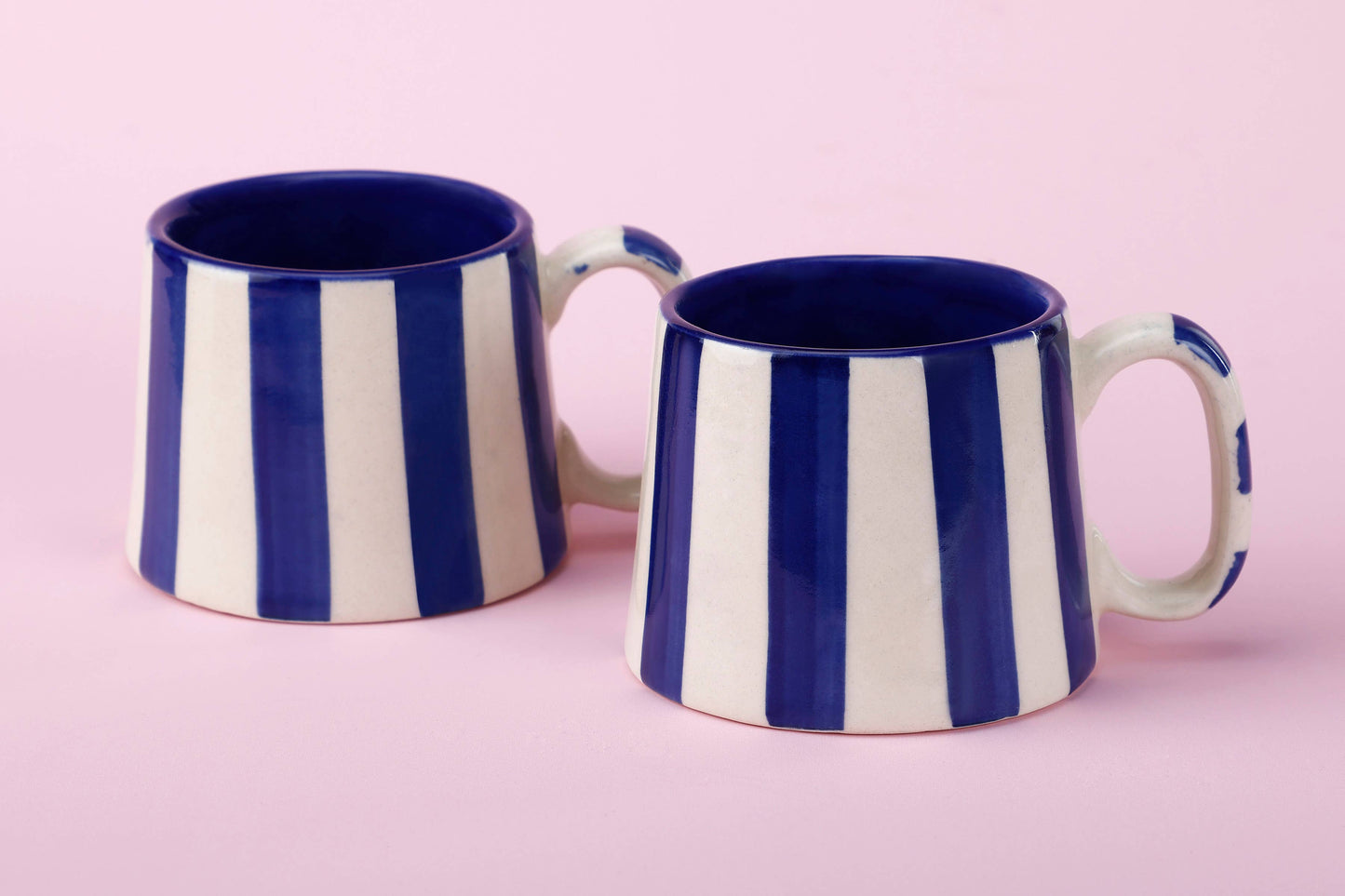 Ceramic Stripe Coffee cup navy blue & white