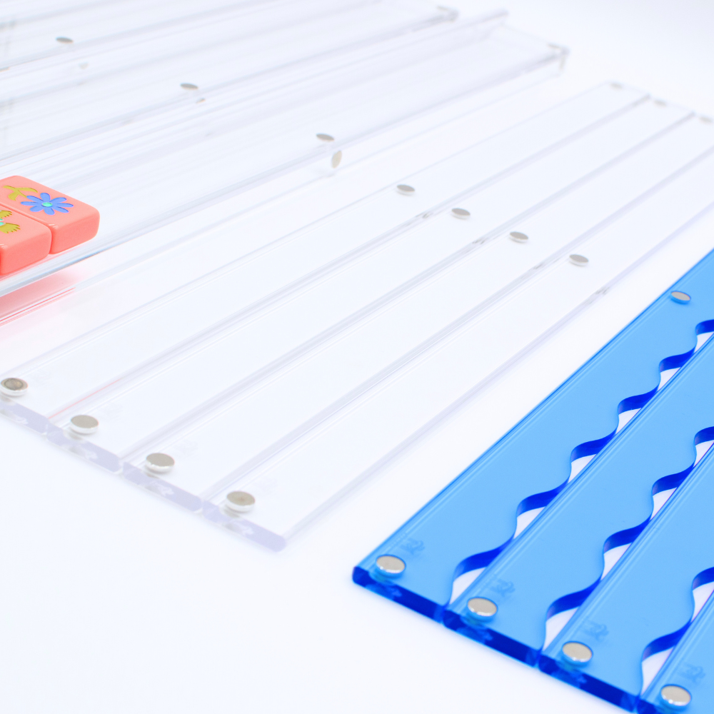 Wavy Acrylic Mahjong Racks | Multi-Colors | Magnetic Pushers