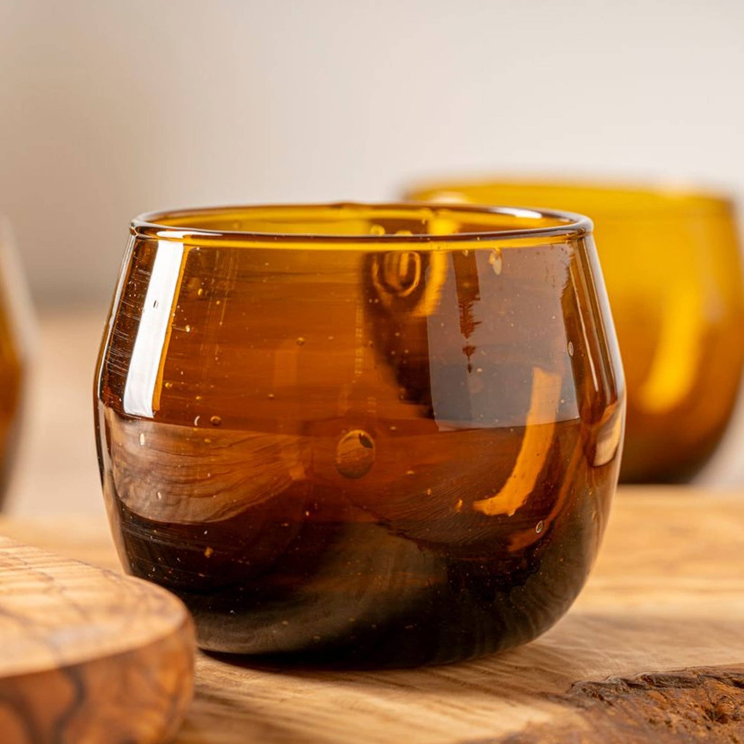 Moroccan Stemless Goblet - Amber