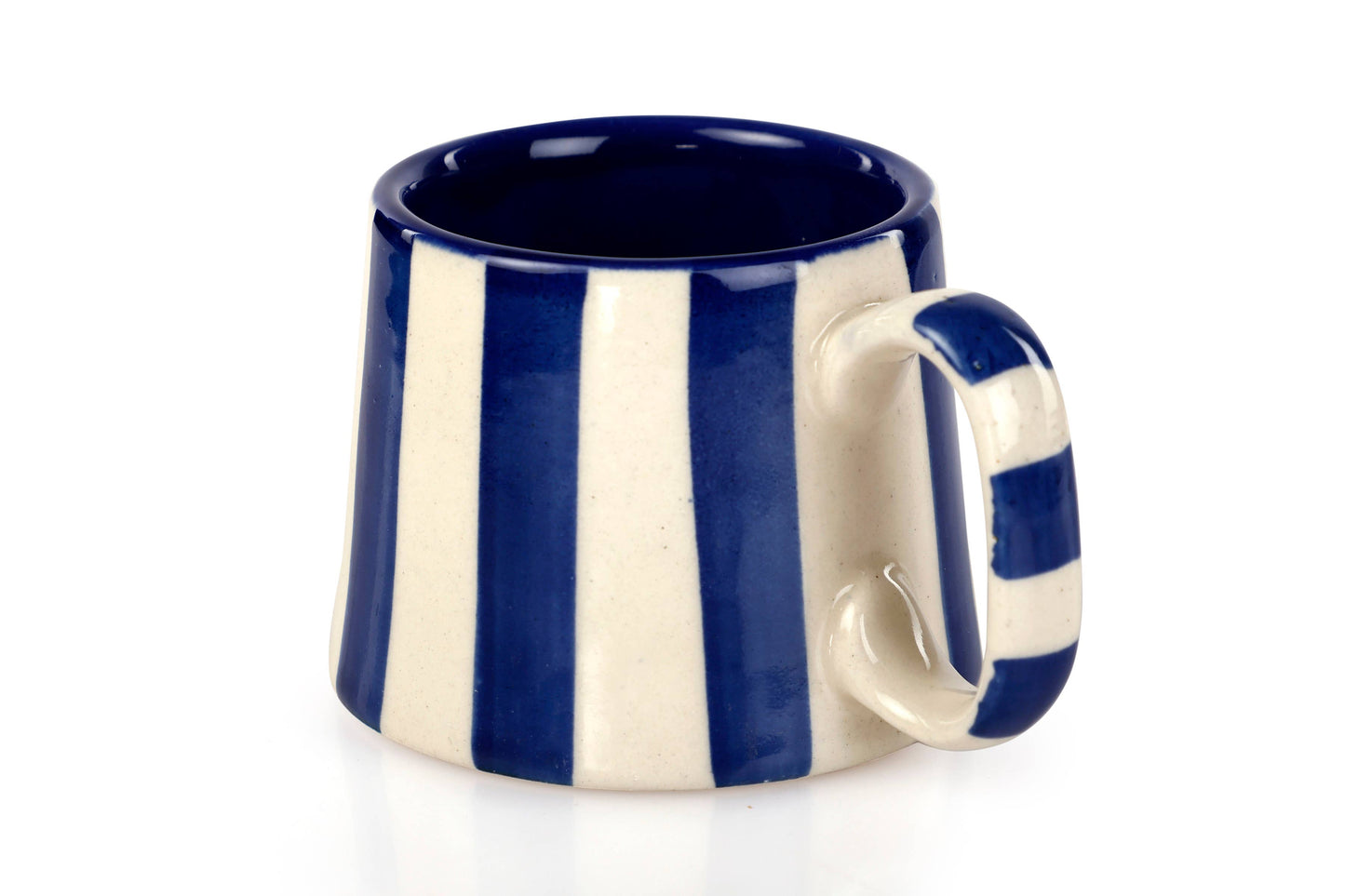Ceramic Stripe Coffee cup navy blue & white
