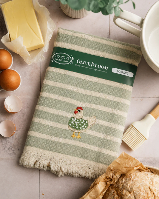 Margot Embroidered Hen Kitchen Towel