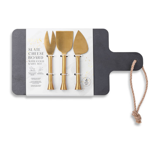 Slate Cheese Set - Gold