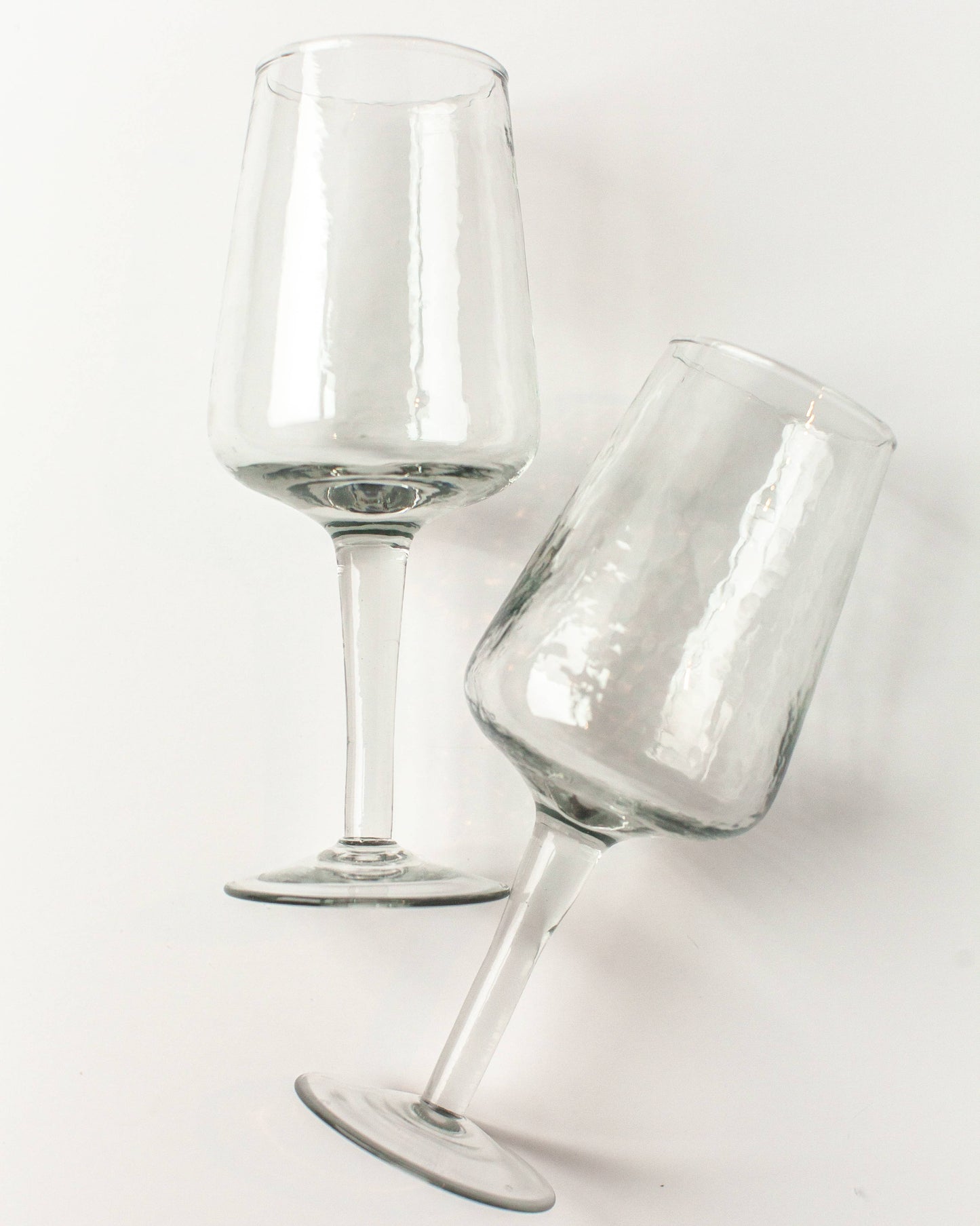 Handblown Hammered Wine Glass in Blush