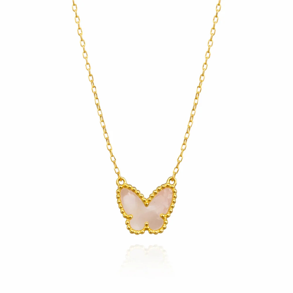 Mother of Pearl Butterfly Pendant Necklace