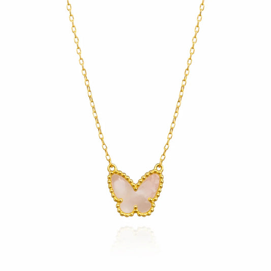 Mother of Pearl Butterfly Pendant Necklace